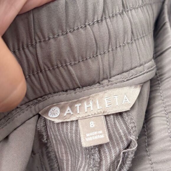 Athleta Bali Striped Linen Straight Leg Elastic waistband  Size 8 - Picture 4 of 6